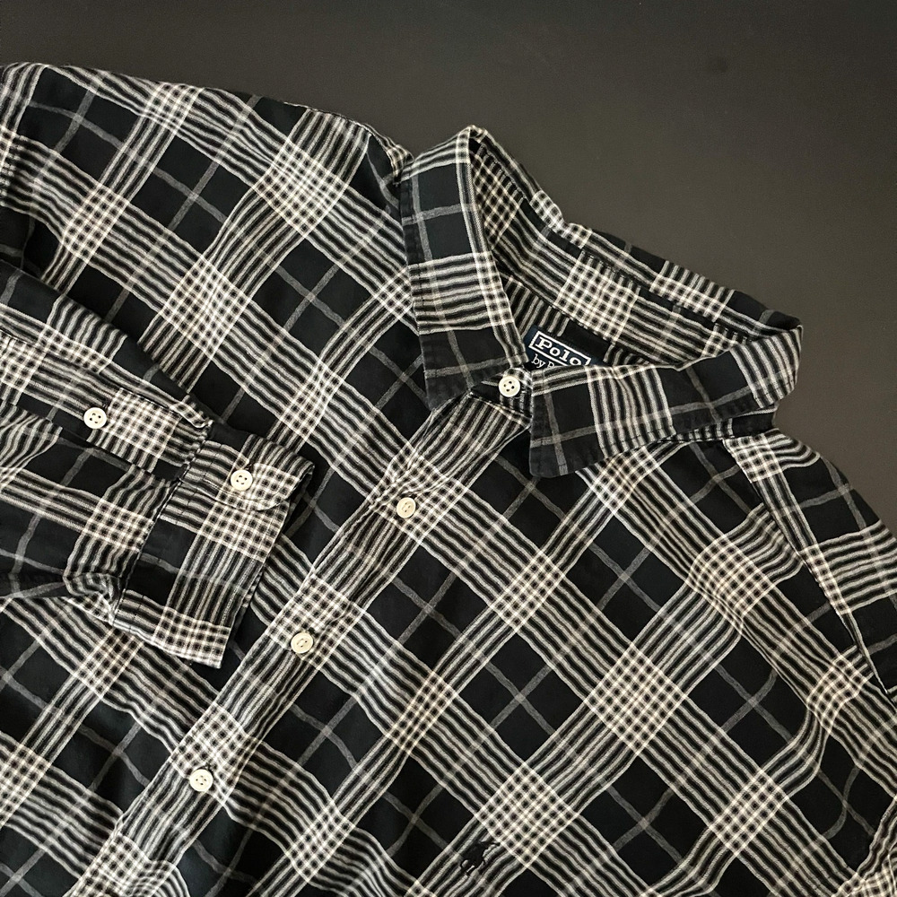 Vintage Polo Ralph Lauren Shirt Mens 4X Big Plaid Button Up Long Sleeve Pony 90s